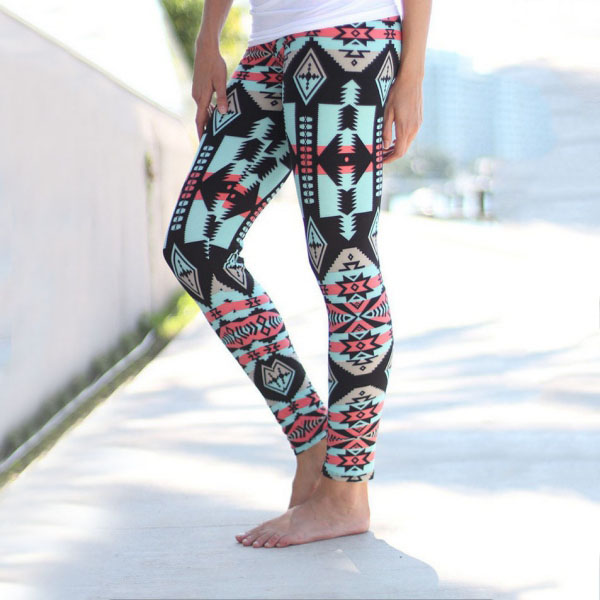 Legging azteque colore aztec tribal leggings skinny colorful printed ref-18