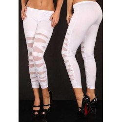 Legging blanc white leggings pant skinny fashion ref-04