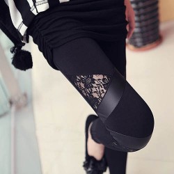 Legging simili cuir Dentelle Chic faux leather leggings sexy fashion pu ref-03